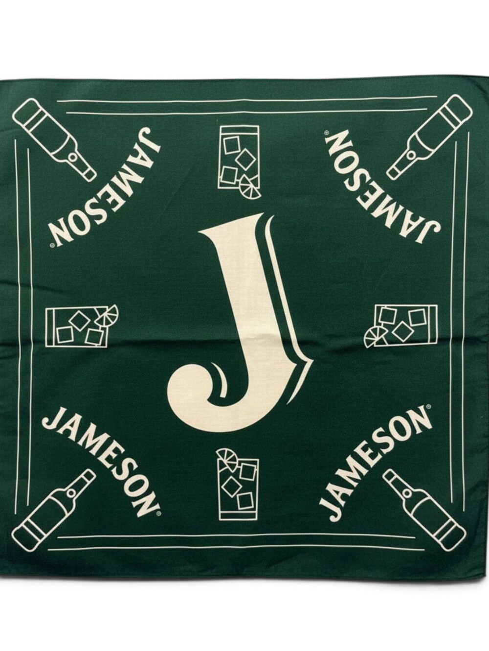 New Jameson Irish Whiskey 21" X 21" Green Bandana Bar Man Cave